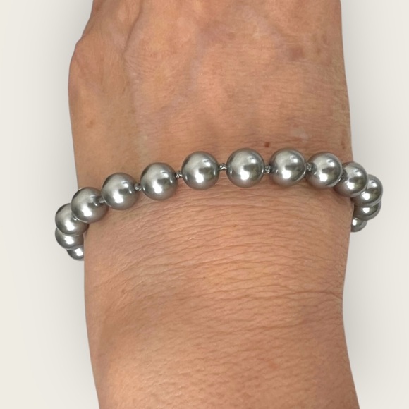 Genuine Gray shell pearl bracelet silver plated Tagle - Picture 3 of 9